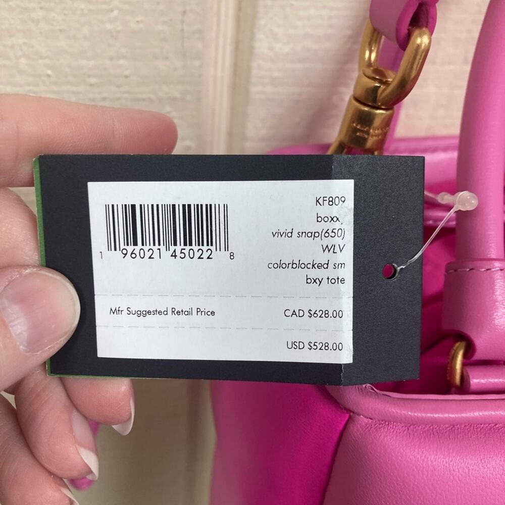 New Kate Spade Purse Boxxy Tote Vivid Snap Pink Quilted Handbag - Picture 7 of 16